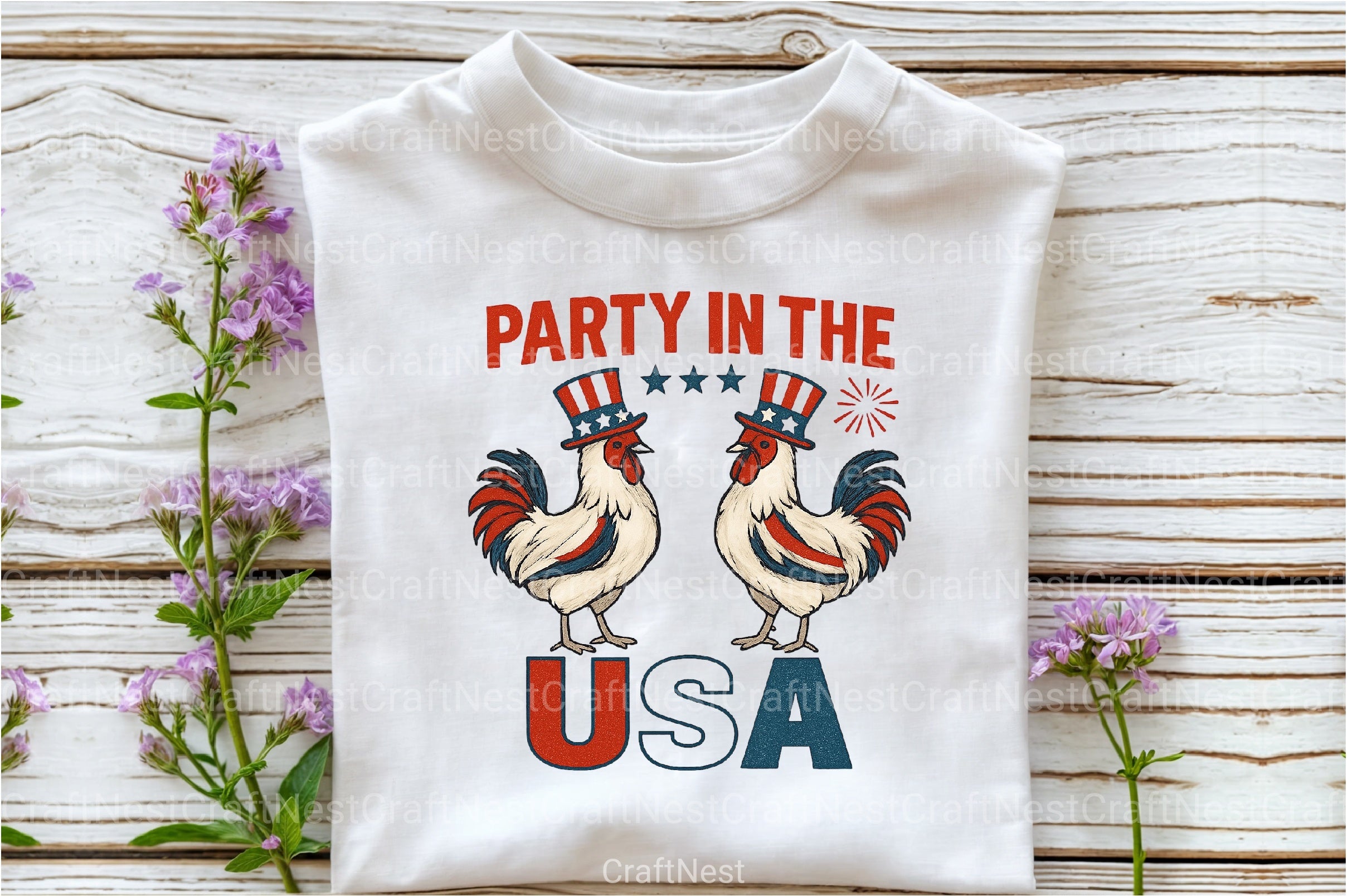 Patriotic Rooster Clipart Bundle - Party in the USA - CraftNest - Digital Crafting and Art