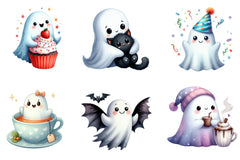 Halloween Cute Ghost Clipart Collection Bundle - CraftNest - Digital Crafting and Art