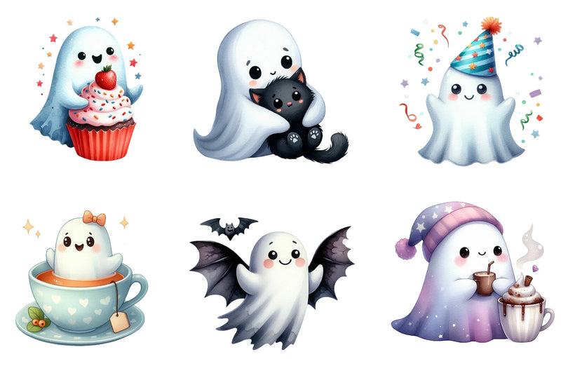 Halloween Cute Ghost Clipart Collection Bundle - CraftNest - Digital Crafting and Art