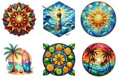 Round Stained Glass Summer Clipart Bundle - CraftNest - Digital Crafting and Art