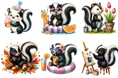 Cute Skunk Clipart Bundle - CraftNest - Digital Crafting and Art
