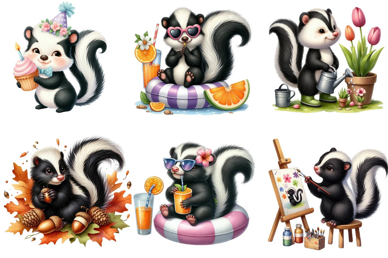 Cute Skunk Clipart Bundle - CraftNest - Digital Crafting and Art