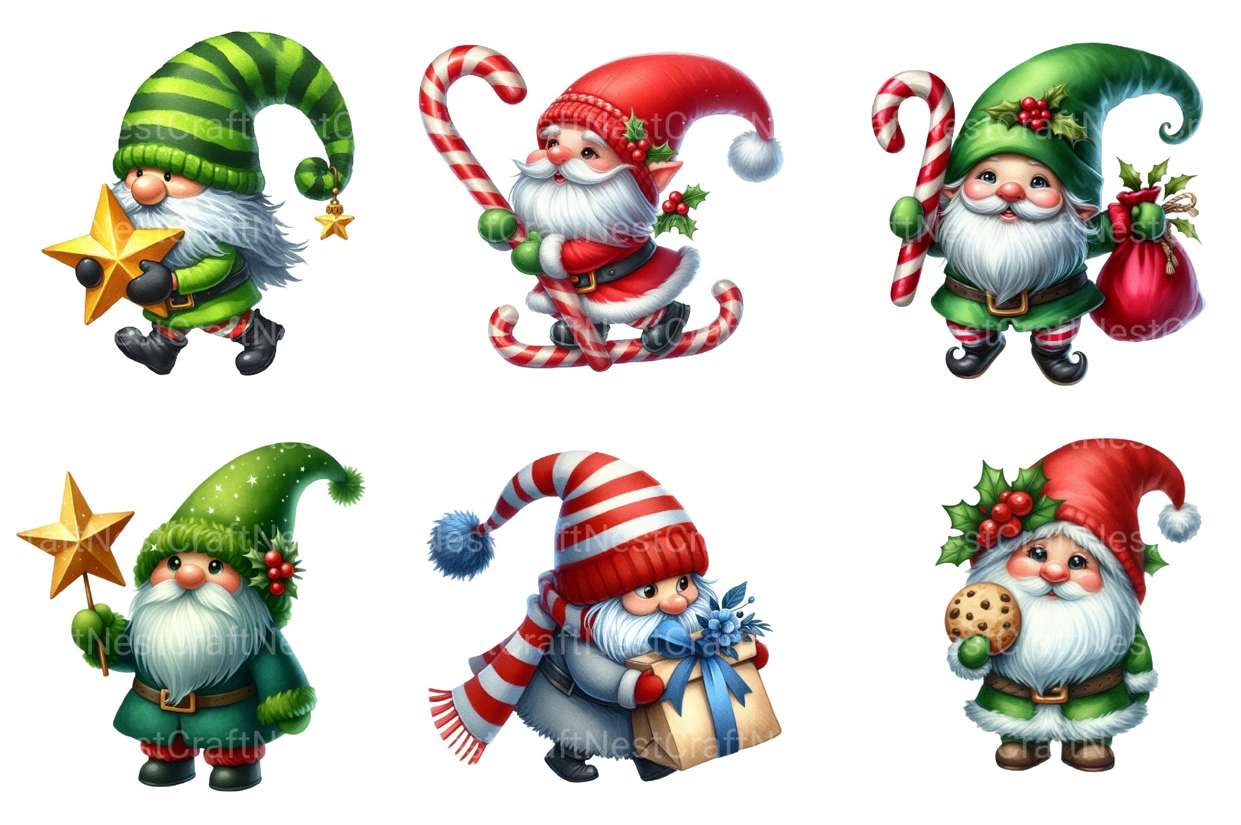 Free Green Christmas Gnome Clipart Bundle - CraftNest - Digital Crafting and Art