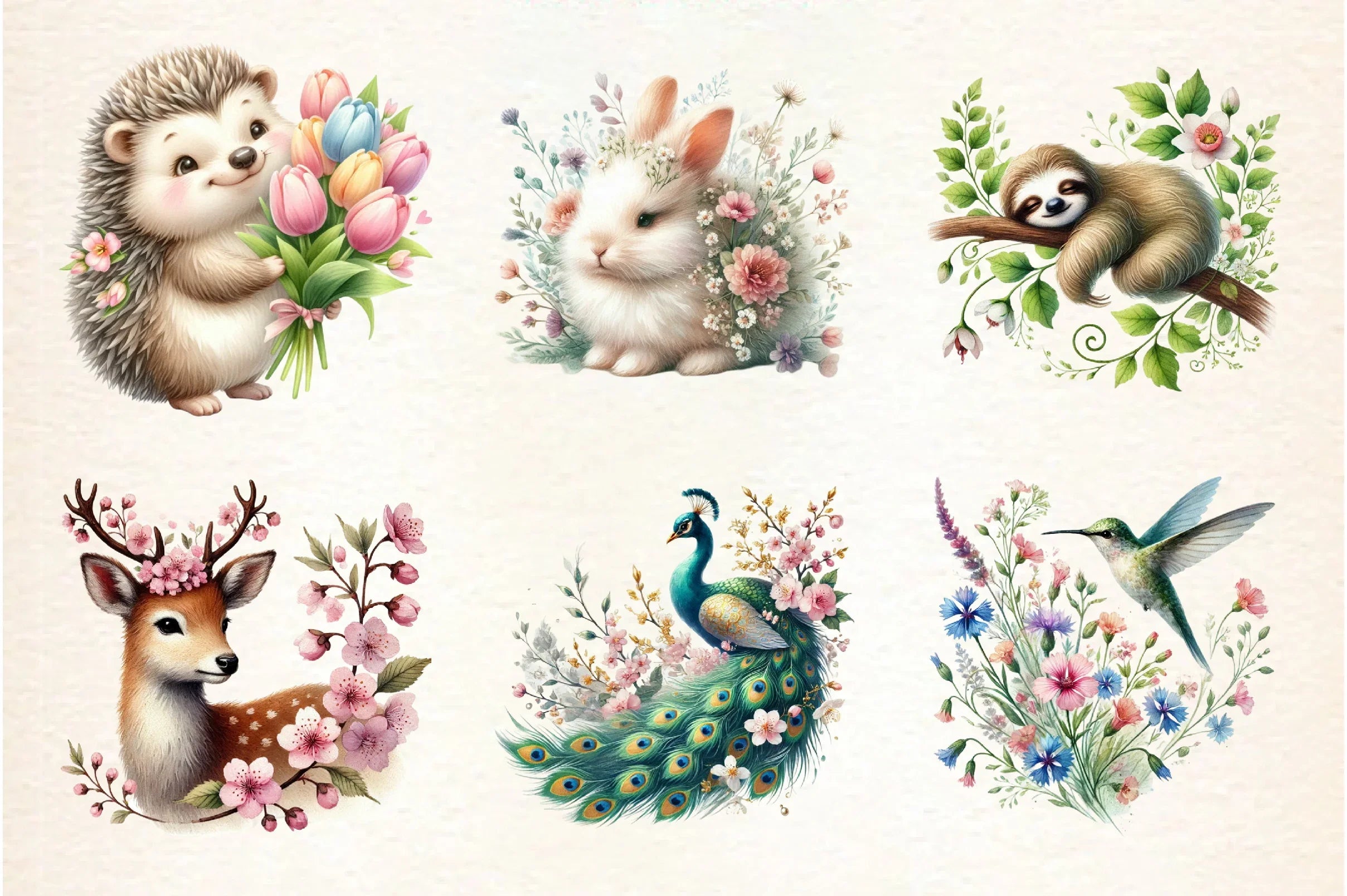 Floral Animals Spring Clipart Bundle - CraftNest - Digital Crafting and Art