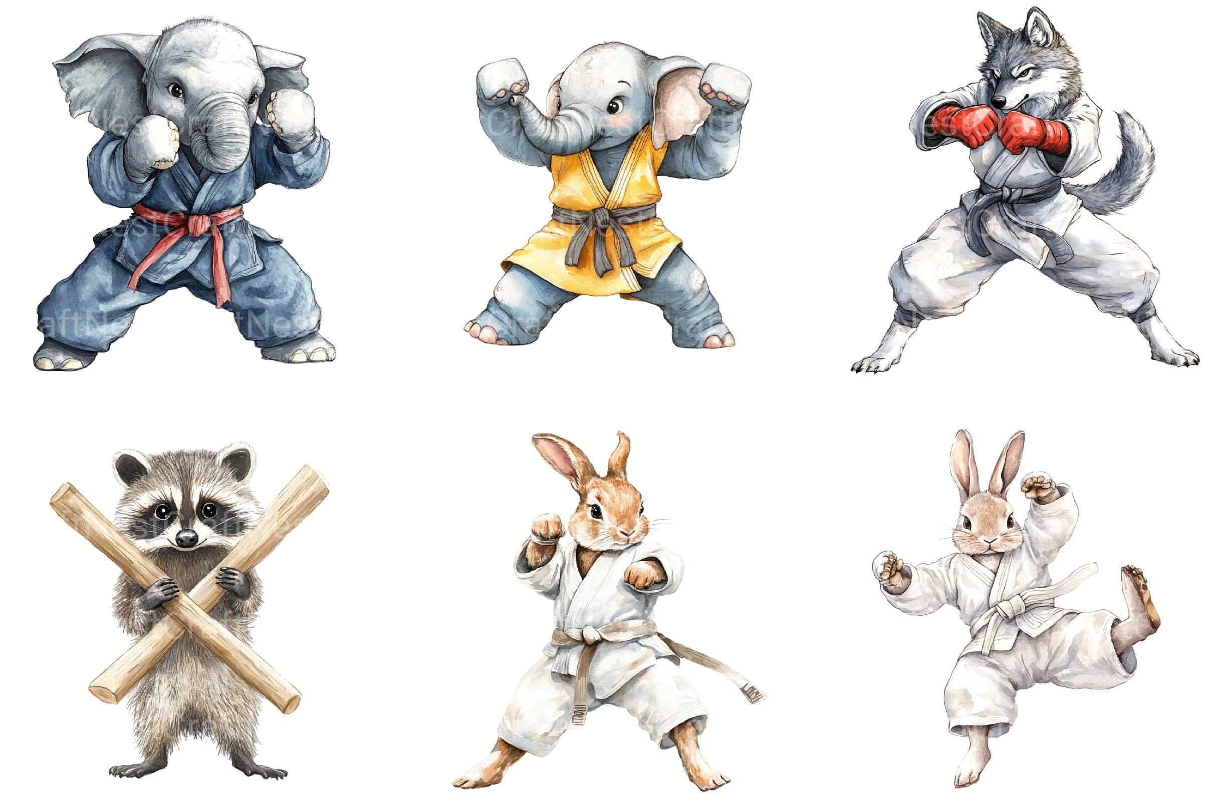 Martial Arts Animals Clipart Bundle - CraftNest - Digital Crafting and Art
