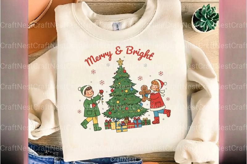 Merry & Bright Retro Christmas Clipart Bundle - CraftNest - Digital Crafting and Art