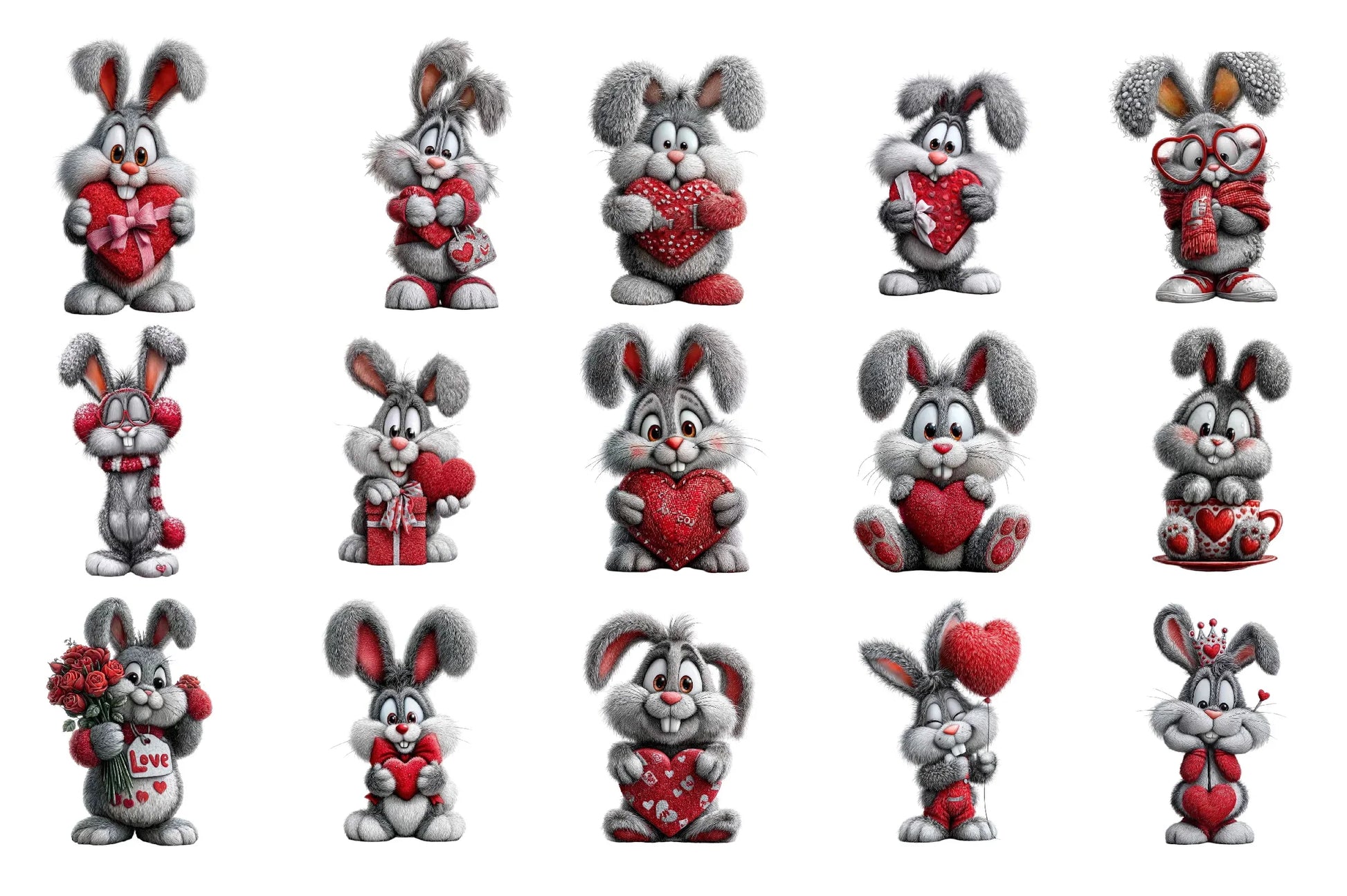 Valentine Rabbit Clipart Bundle - CraftNest - Digital Crafting and Art