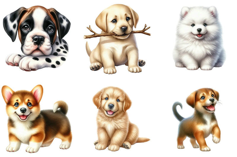 Cute Puppies Clipart Bundle - Dog Clipart Collection - CraftNest - Digital Crafting and Art