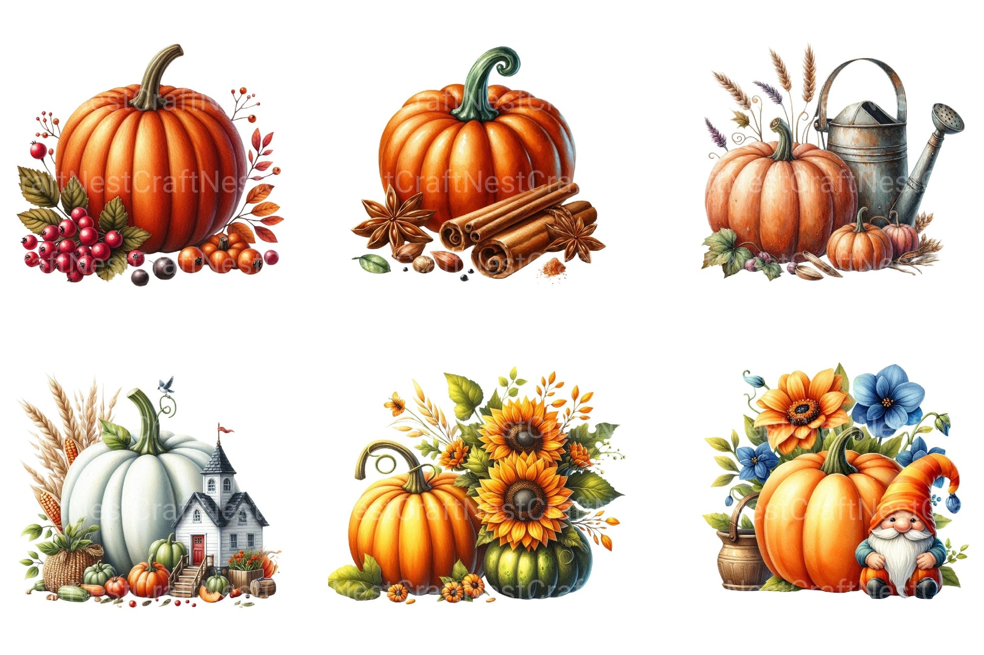 Fall Pumpkin Autumn Clipart Bundle - CraftNest - Digital Crafting and Art