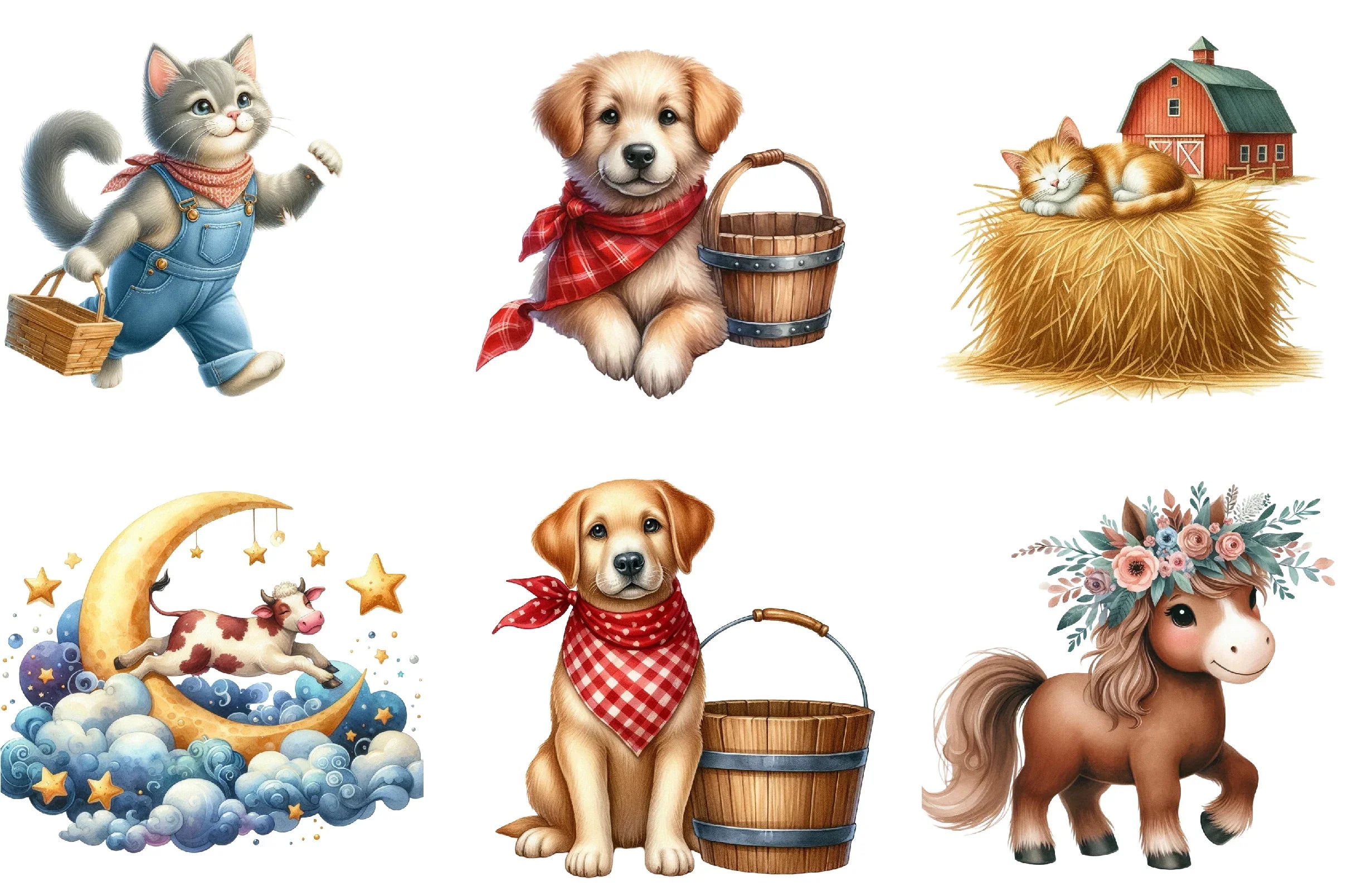 Cute Farm Animal Clipart Bundle - CraftNest - Digital Crafting and Art