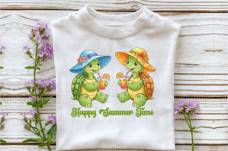 Happy Summer Time Turtles Clipart Bundle - CraftNest - Digital Crafting and Art