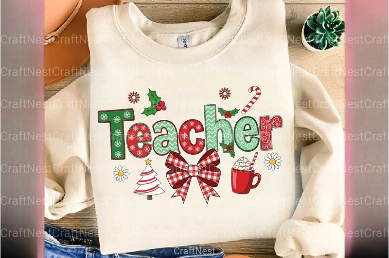 Coquette Teacher Christmas Clipart Bundle - CraftNest - Digital Crafting and Art