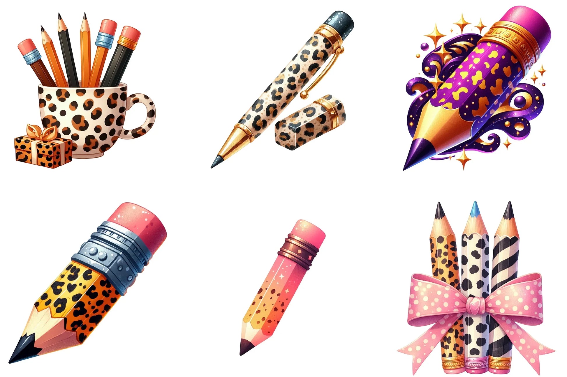 Leopard Teacher Pencil Clipart Bundle - CraftNest - Digital Crafting and Art