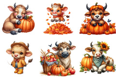 Autumn Cute Bull Clipart Bundle - CraftNest - Digital Crafting and Art