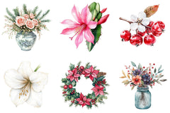 Christmas Flowers Clipart Bundle - CraftNest - Digital Crafting and Art