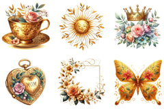 Golden Mother's Day Clipart Bundle - CraftNest - Digital Crafting and Art