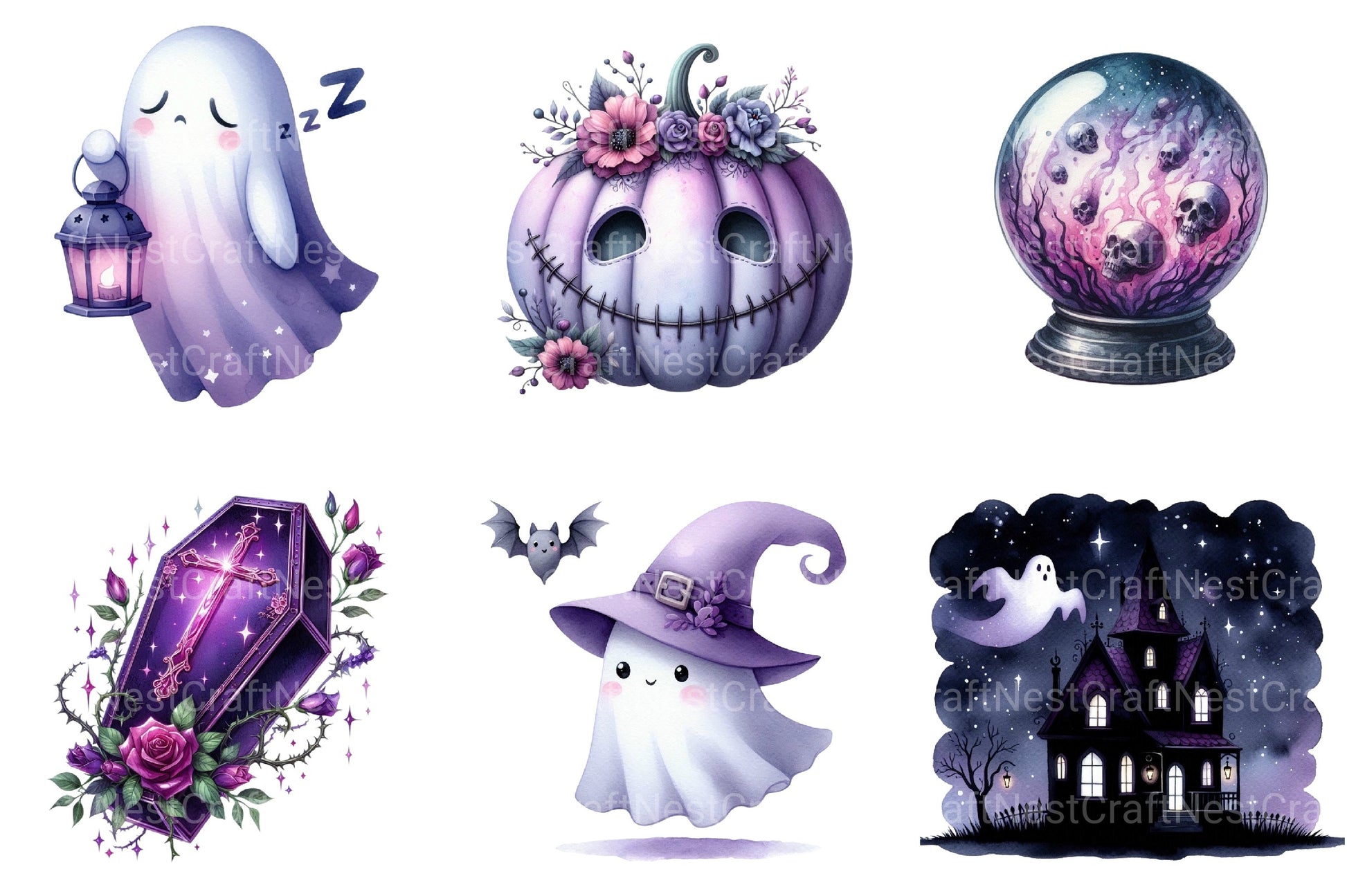 Spooky Purple Halloween Clipart Bundle - CraftNest - Digital Crafting and Art