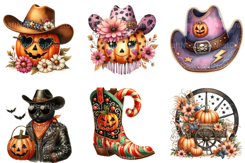 Western Halloween Retro Clipart Bundle - CraftNest - Digital Crafting and Art