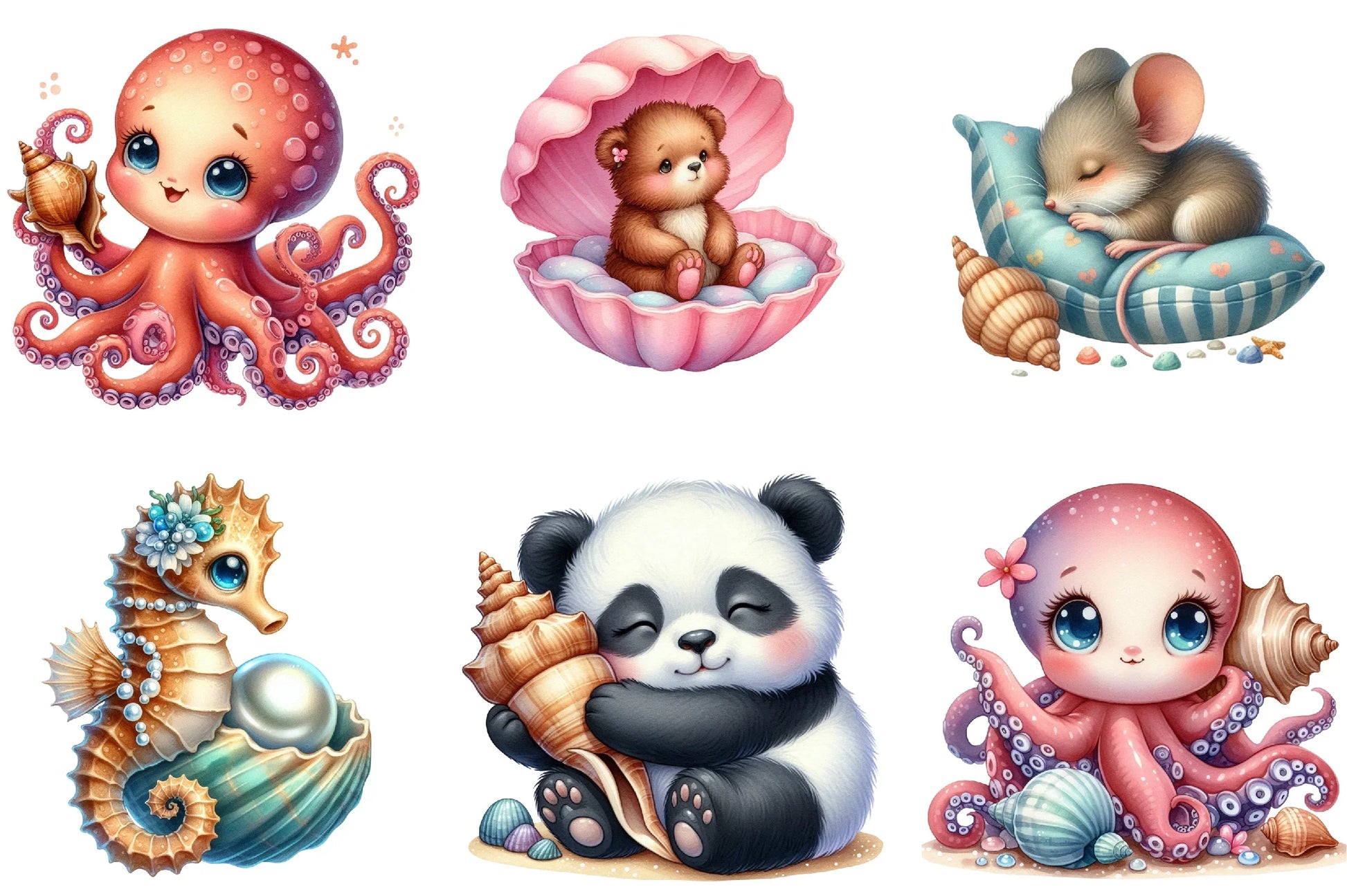 Seashell Baby Animals Clipart Bundle - CraftNest - Digital Crafting and Art