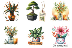 Positive Autumn Houseplant Clipart Bundle - CraftNest - Digital Crafting and Art