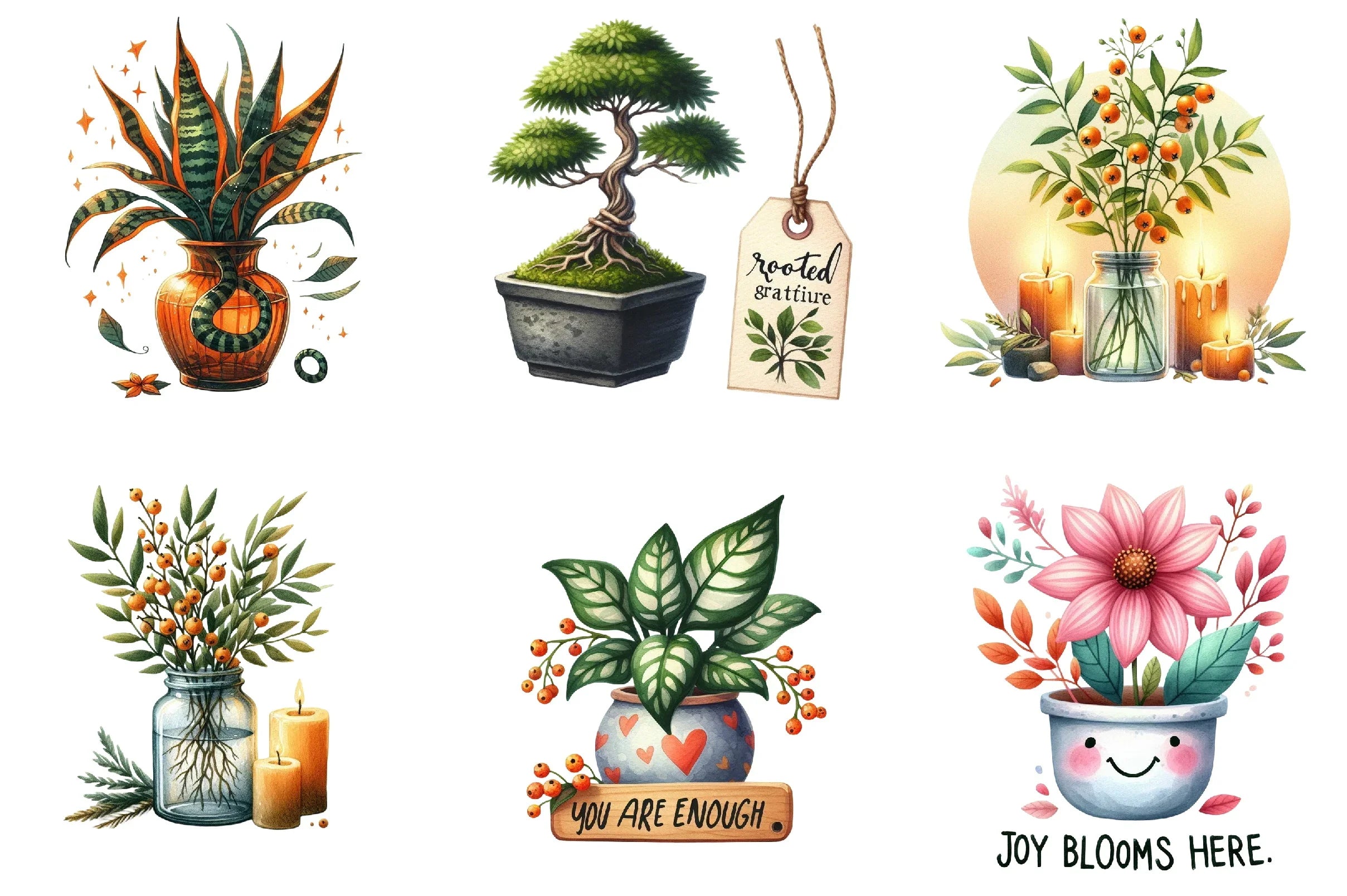 Positive Autumn Houseplant Clipart Bundle - CraftNest - Digital Crafting and Art