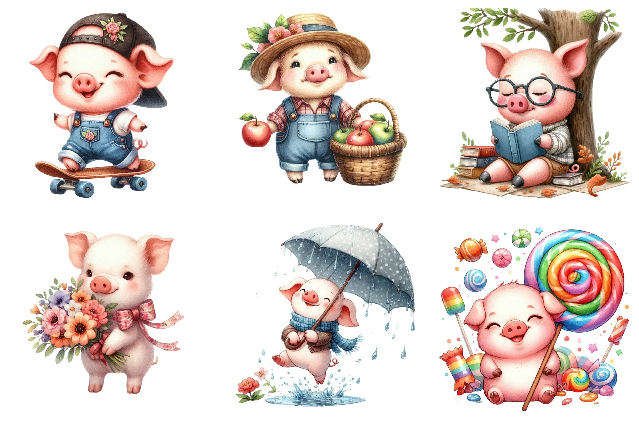 Cute Pig Clipart Bundle - CraftNest - Digital Crafting and Art