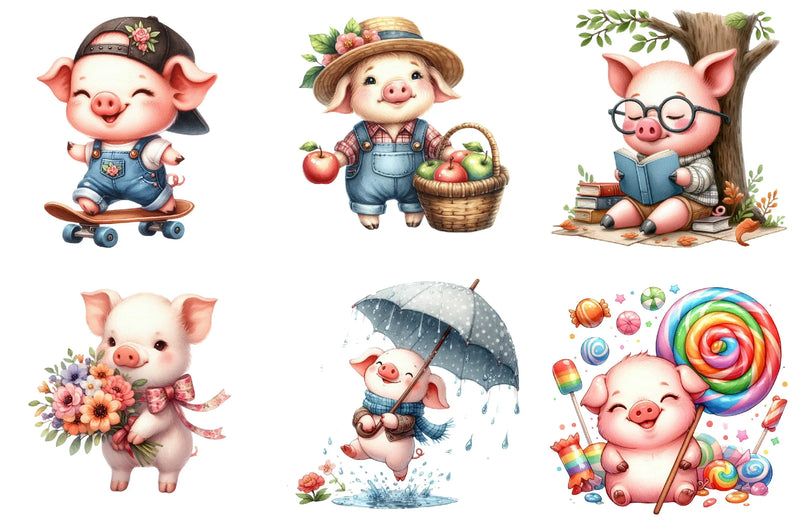 Cute Pig Clipart Bundle - CraftNest - Digital Crafting and Art