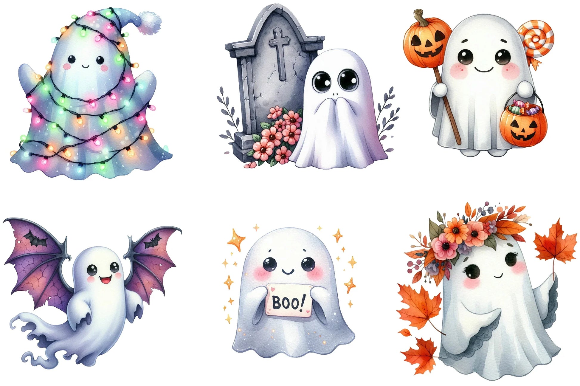 Halloween Ghosts Clipart Bundle - CraftNest - Digital Crafting and Art