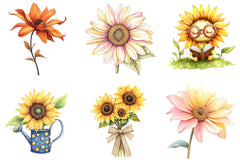 Cute Sunflower Clipart Bundle - CraftNest - Digital Crafting and Art