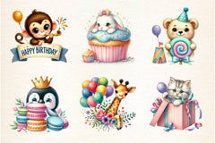Peeking Birthday Animal Clipart Bundle - CraftNest - Digital Crafting and Art