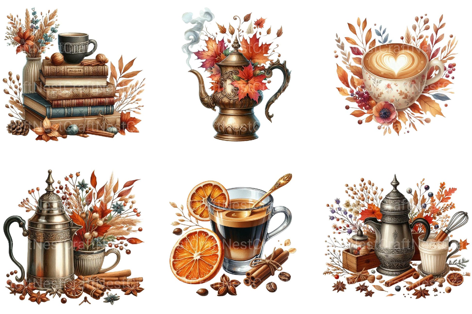Vintage Autumn Coffee Clipart - CraftNest - Digital Crafting and Art