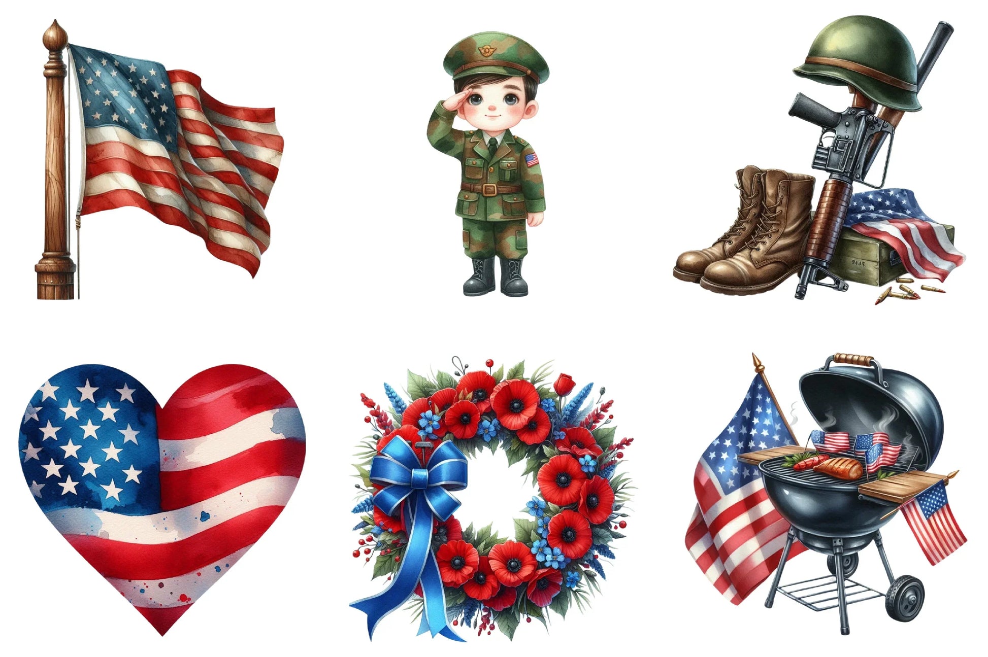Memorial Day Clipart Bundle - CraftNest - Digital Crafting and Art