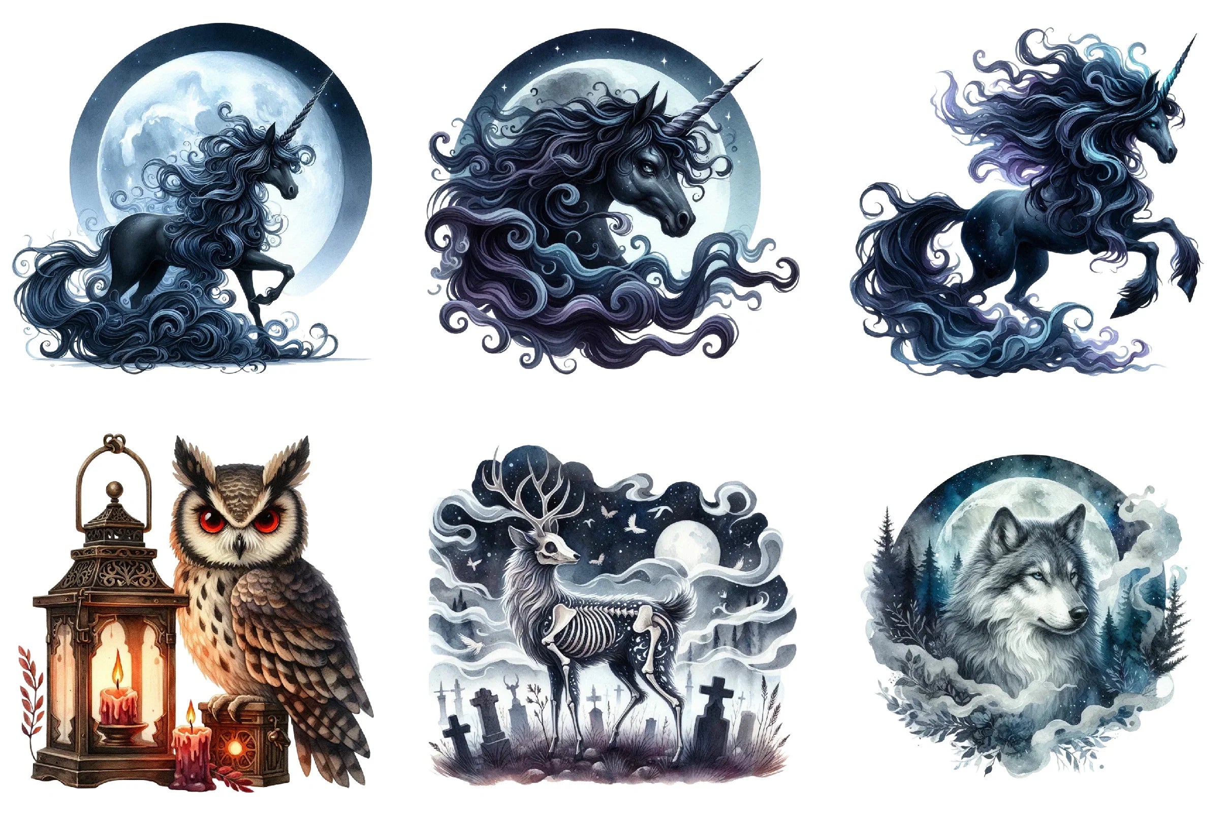 Gothic Animals Clipart Bundle - CraftNest - Digital Crafting and Art
