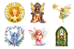 Fairies Stained Glass Clipart Bundle - CraftNest - Digital Crafting and Art