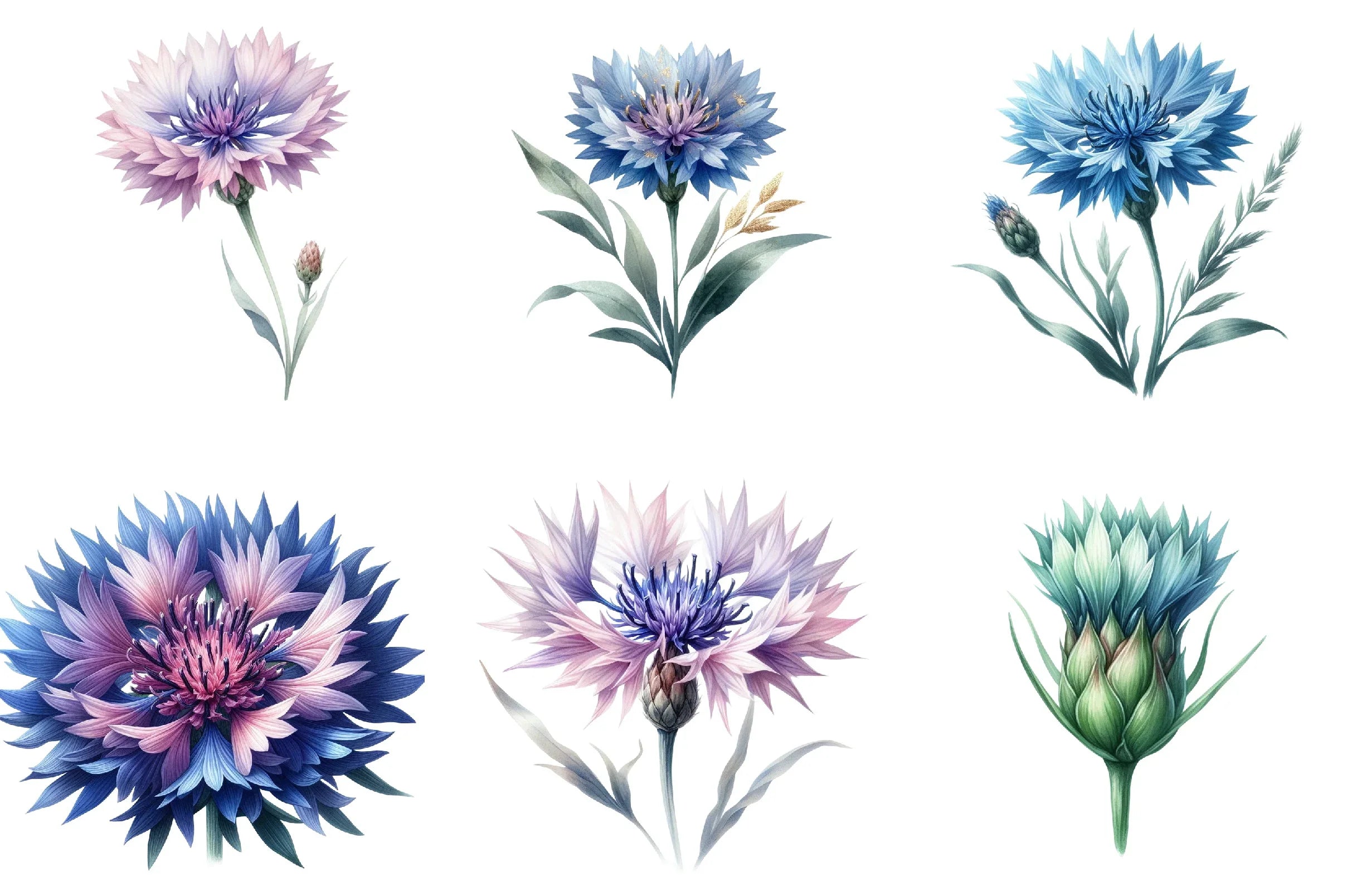 Blue Cornflower Clipart Bundle - CraftNest - Digital Crafting and Art