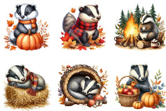 Autumn Cute Badger Clipart Bundle - CraftNest - Digital Crafting and Art
