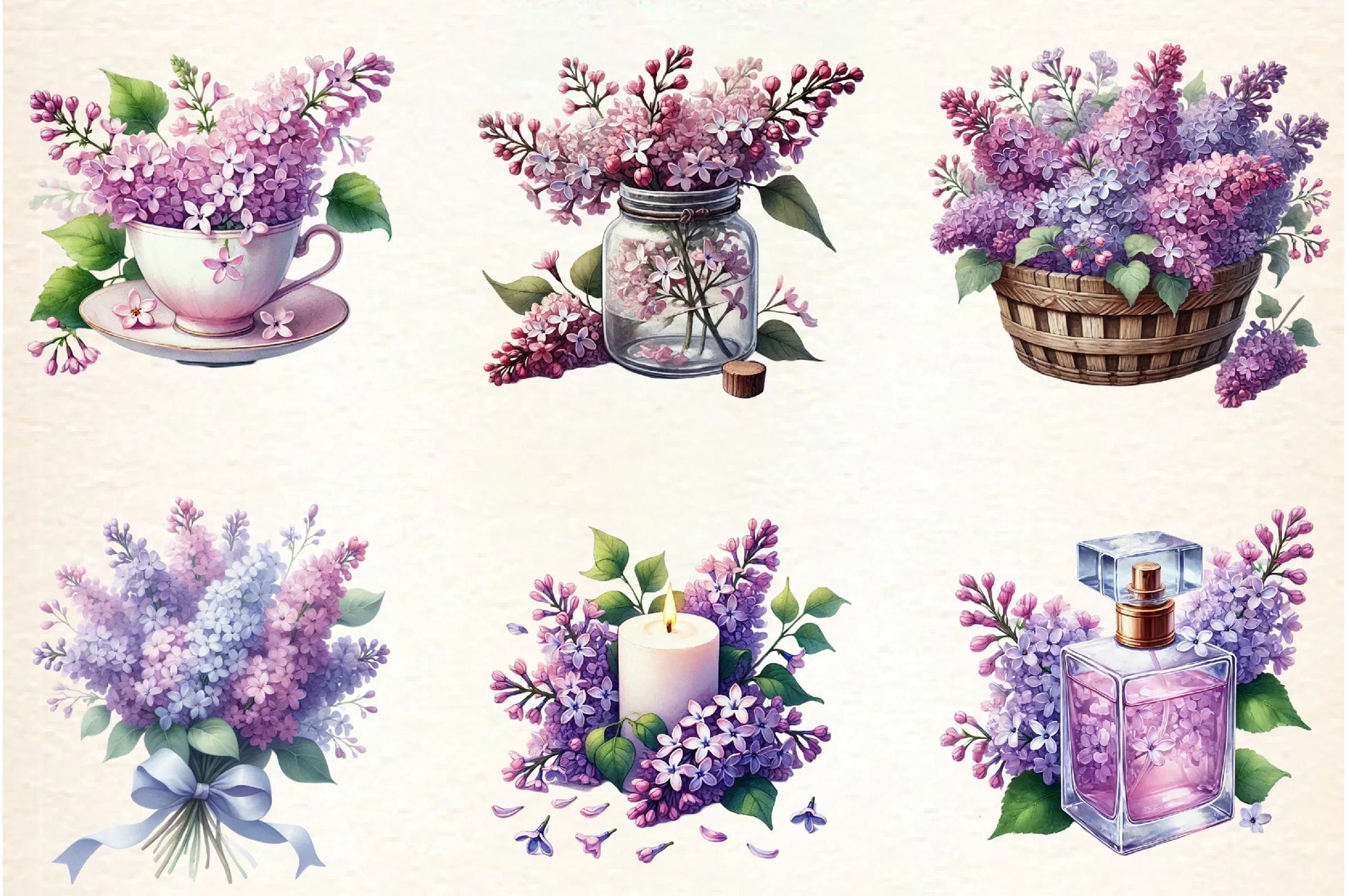 Spring Lilac Flower Clipart Bundle - CraftNest - Digital Crafting and Art