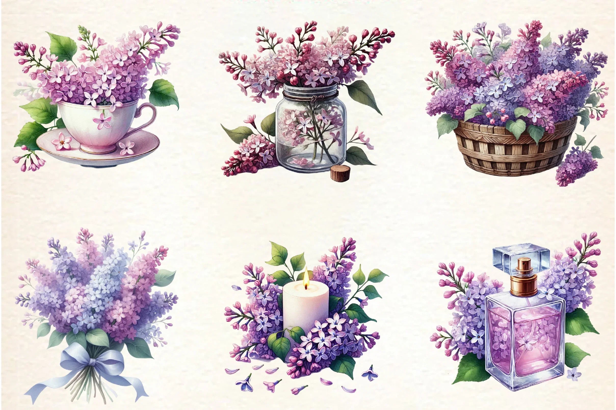 Spring Lilac Flower Clipart Bundle - CraftNest - Digital Crafting and Art