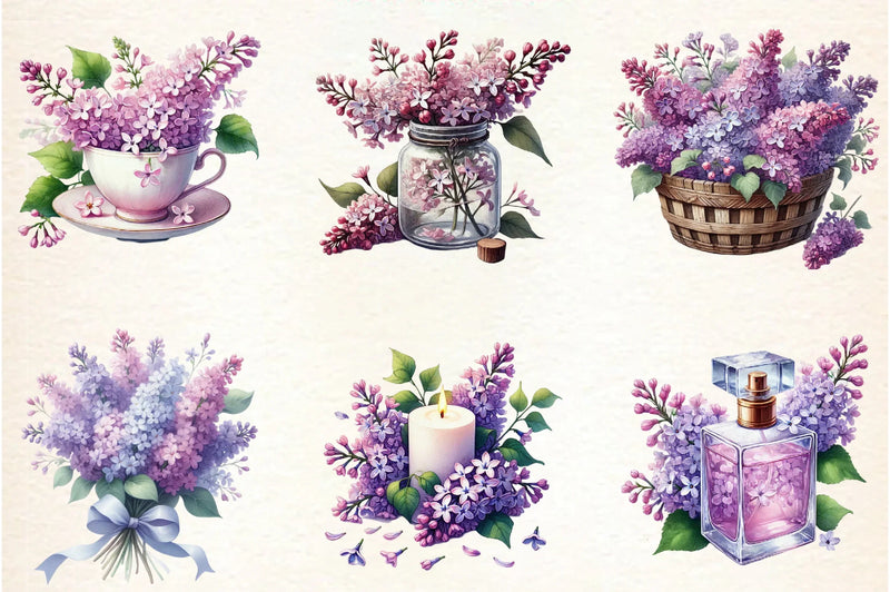 Spring Lilac Flower Clipart Bundle - CraftNest - Digital Crafting and Art