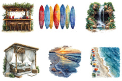 Summer Beach View Clipart Bundle - CraftNest - Digital Crafting and Art