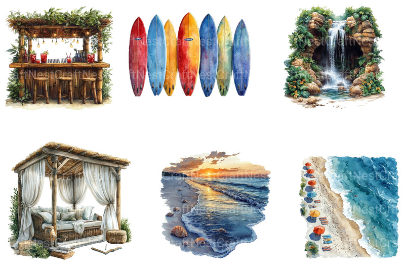 Summer Beach View Clipart Bundle - CraftNest - Digital Crafting and Art