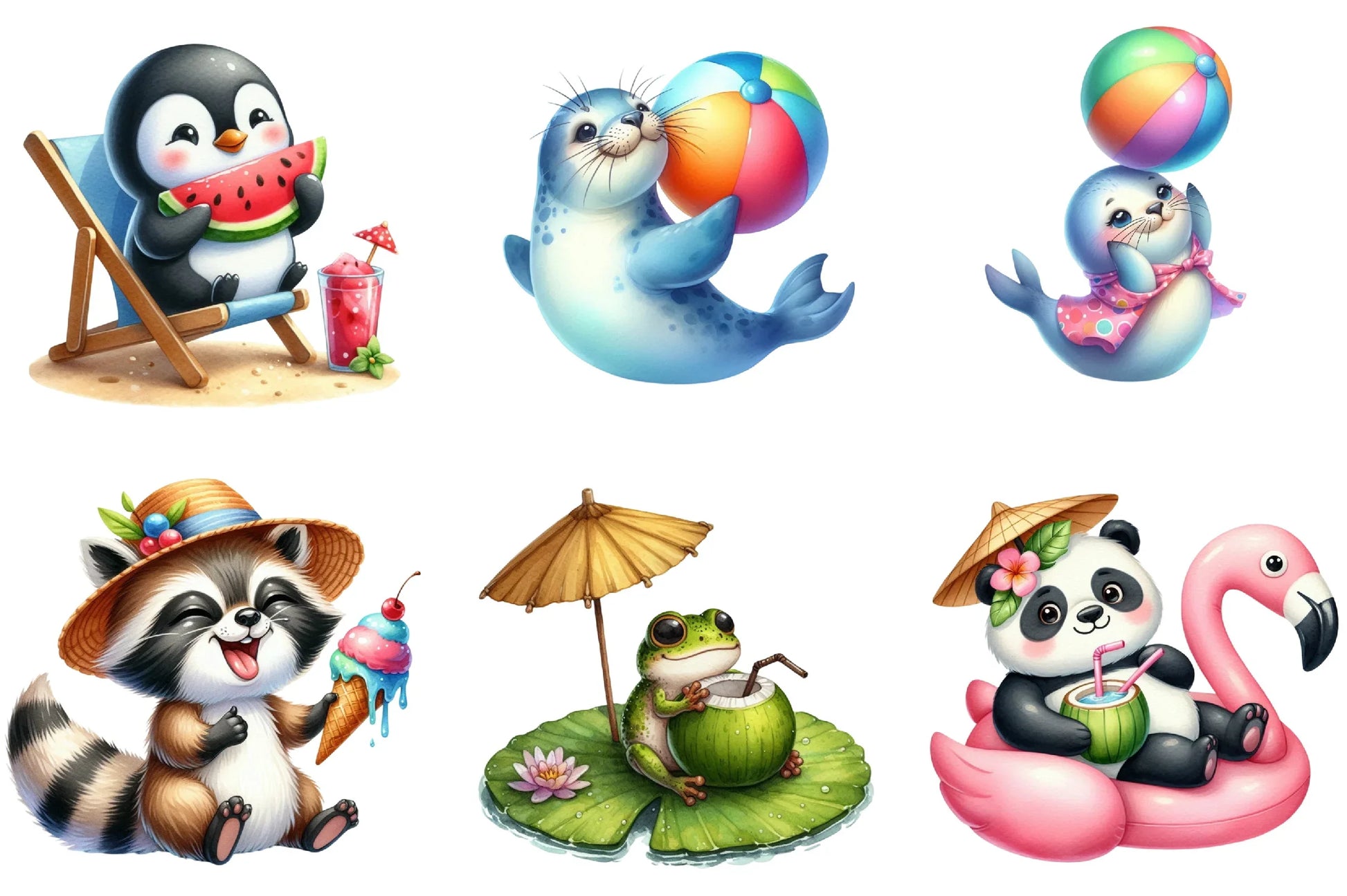 Summer Cute Animals Clipart Bundle - CraftNest - Digital Crafting and Art