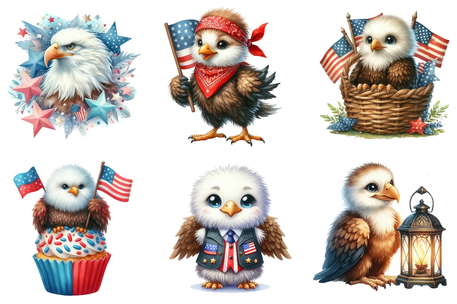 Cute Eagle Independence Day Clipart Bundle - CraftNest - Digital Crafting and Art