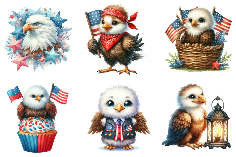 Cute Eagle Independence Day Clipart Bundle - CraftNest - Digital Crafting and Art