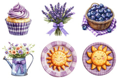 Purple Gingham Summer Clipart Bundle - CraftNest - Digital Crafting and Art