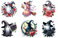 Witch Ghost & Roses Halloween Clipart Bundle - CraftNest - Digital Crafting and Art