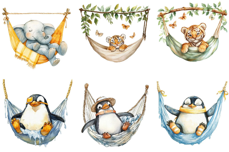 Summer Animals in Hammock Clipart Bundle - CraftNest - Digital Crafting and Art
