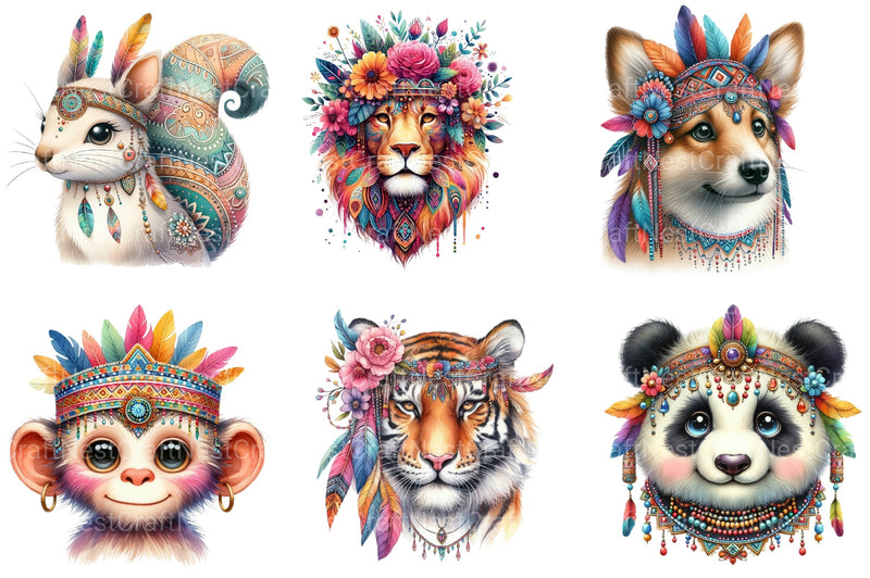Boho Animal Portraits Clipart Bundle - CraftNest - Digital Crafting and Art