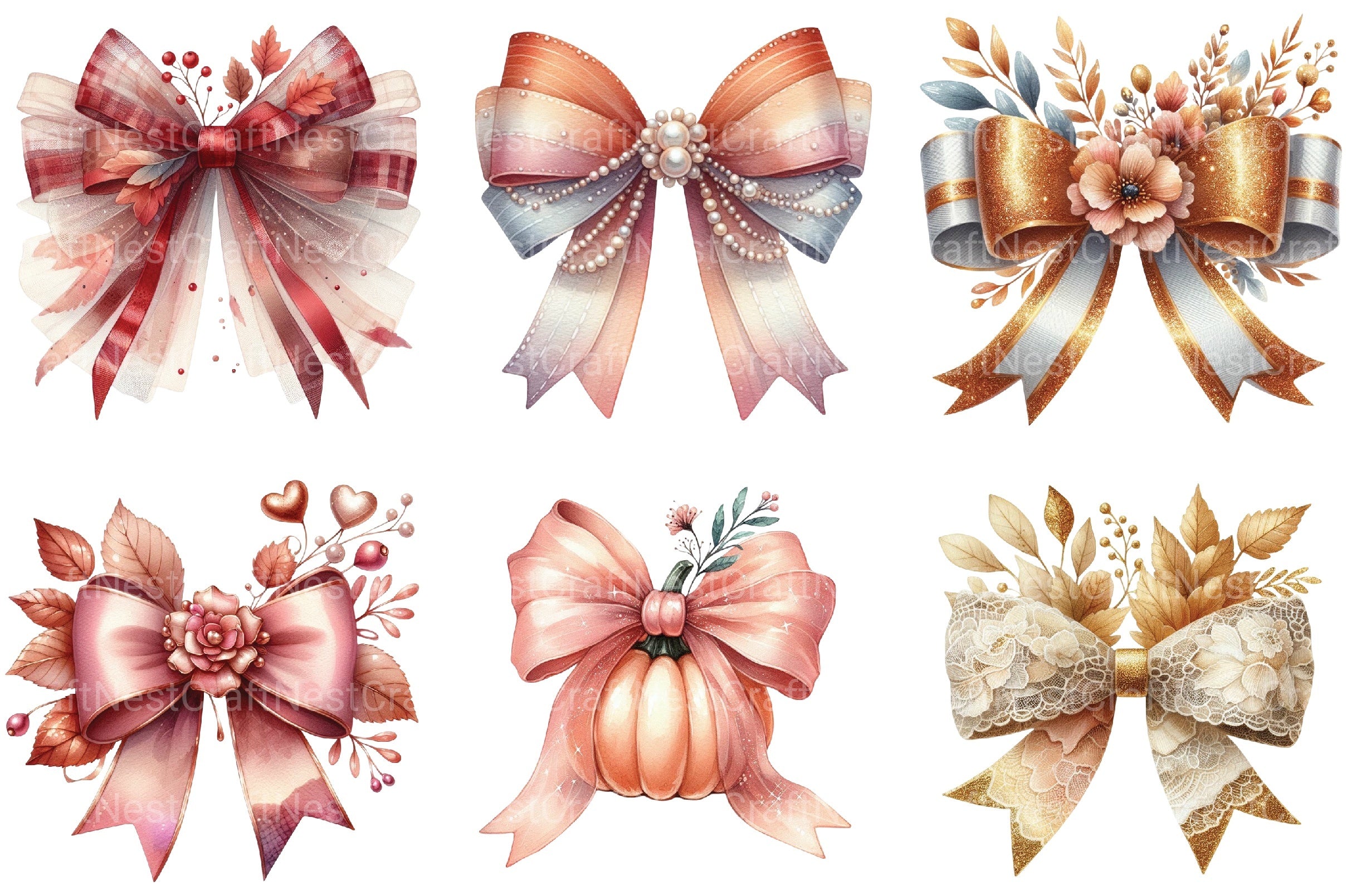 Autumn Coquette Bows Clipart Bundle 99 - CraftNest - Digital Crafting and Art