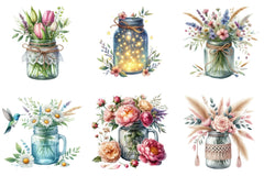 Spring Mason Jars Clipart Bundle - CraftNest - Digital Crafting and Art